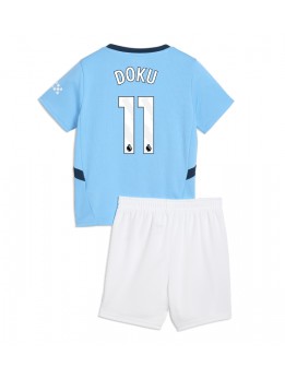 Billige Manchester City Jeremy Doku #11 Hjemmedraktsett Barn 2024-25 Kortermet (+ Korte bukser)